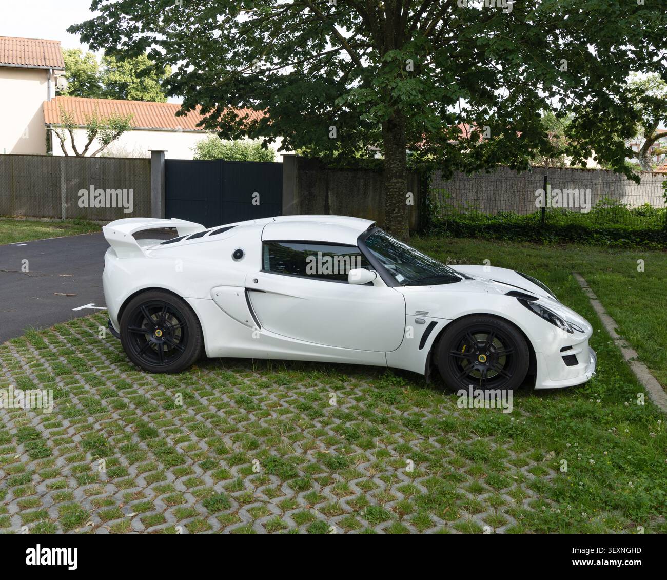 Un'auto sportiva performante Lotus Exige modello 2008–2010 bianca Foto Stock