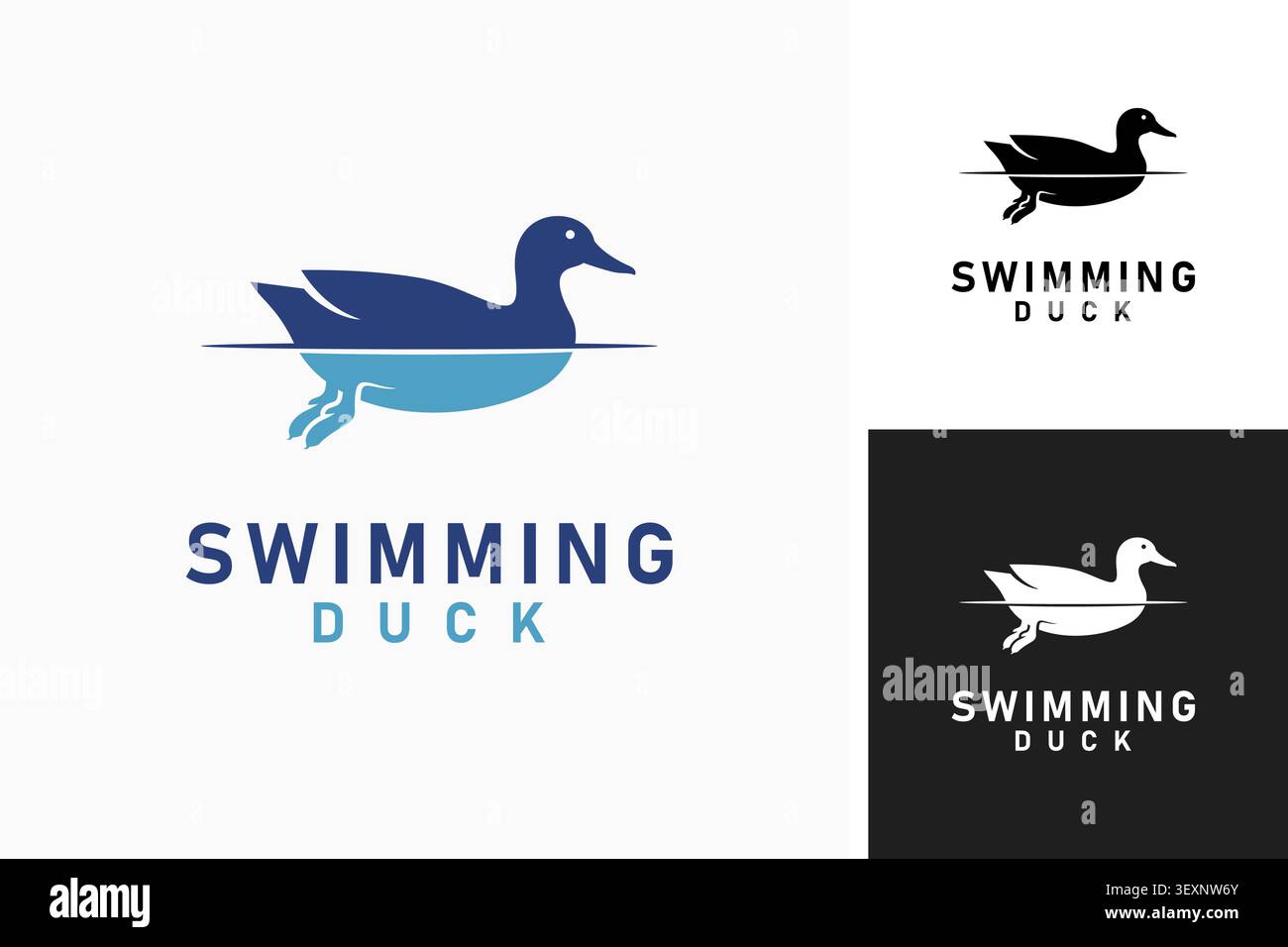 Disegno icona con il logo Duck Swiving Illustrazione Vettoriale