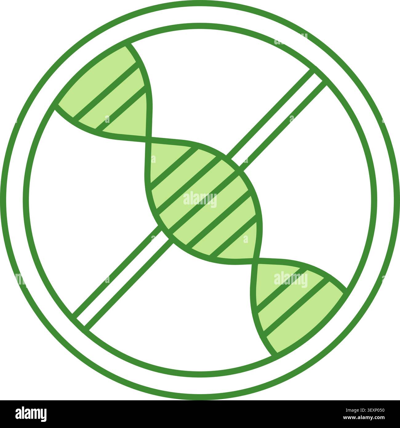 Icona verde non OGM. Icona vettoriale. Solo prodotto biologico ecologico naturale. Non un prodotto geneticamente modificato. Cibo sano naturale e cosmetici biologici. Etichetta Illustrazione Vettoriale