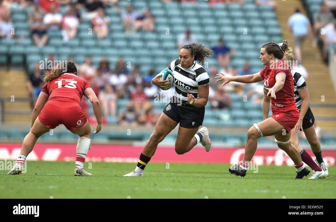 Celia Quansah di Barbarians in azione durante la partita tra Barbarians Women e Wales Women all'Allianze Stadium di Londra Regno Unito il 27 giugno 2026 Foto Stock