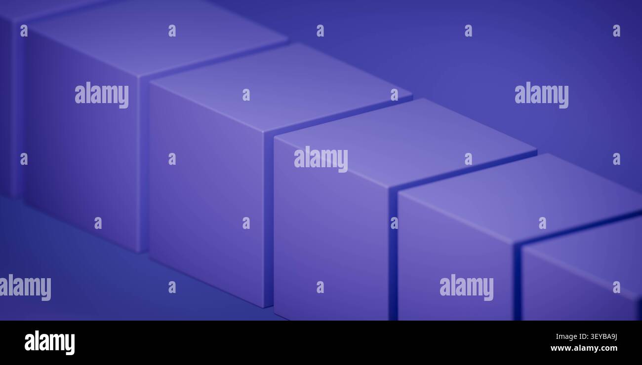 Blocchi 3d viola in fila diagonale Foto Stock