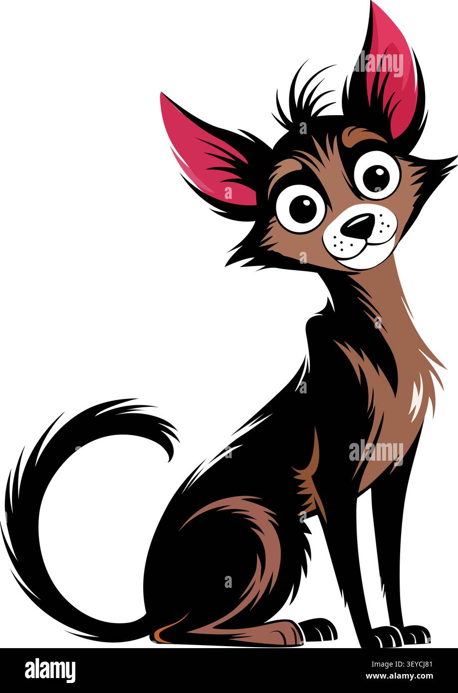 Puppy nero e marrone minimalista con Big Illustrazione Vettoriale