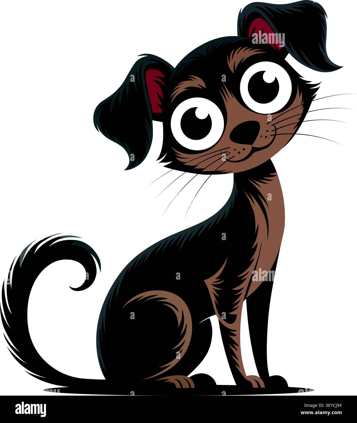 Carino Cartoon Puppy con grandi occhi Illustrazione Vettoriale