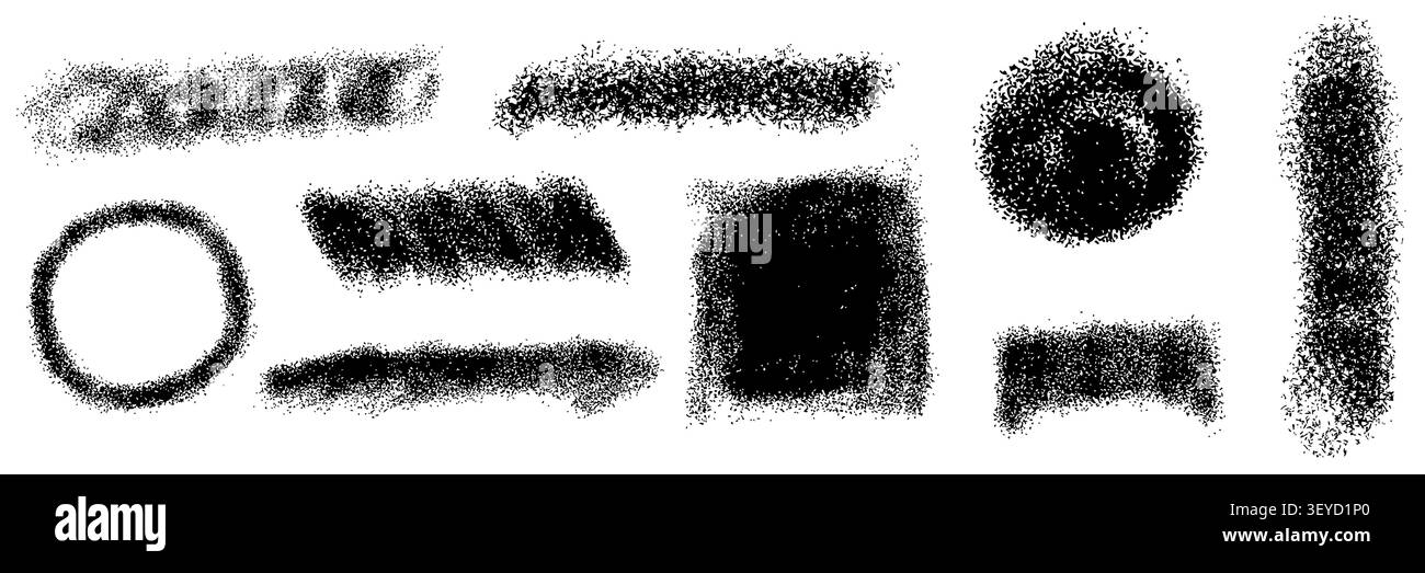 Set di texture monocromatiche a grana di rumore con cifre astratte ruvide e superfici in mezzitoni. Gli elementi vettoriali artistici funzionano bene per le sovrapposizioni Illustrazione Vettoriale