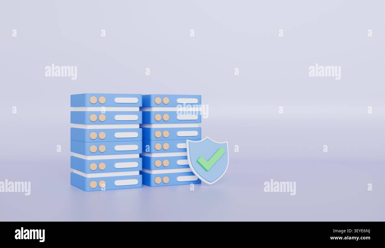 Sicurezza e centro di condivisione dati, server di rete concetto di tecnologia hardware per computer Foto Stock