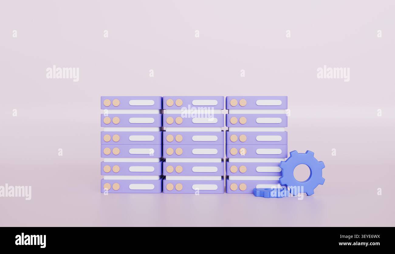 Tecnologia hardware per computer con server di rete, data sharing center e concetto di sicurezza Foto Stock