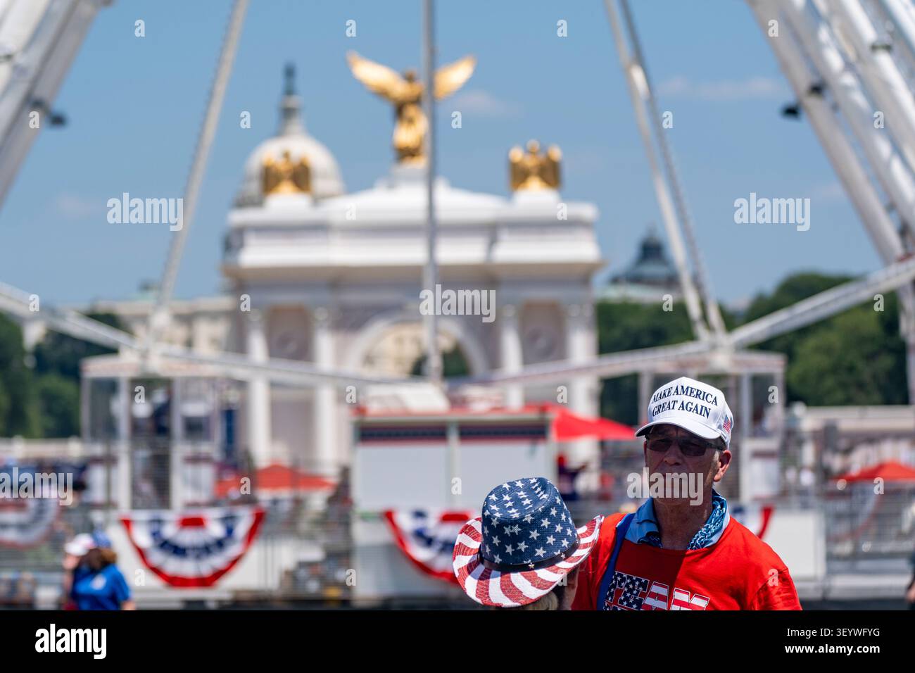 Washington, United States. 04th July, 2026. People attend the Great American State Fair on the National Mall, in Washington. Credit: SOPA Images Limited/Alamy Live News Foto Stock