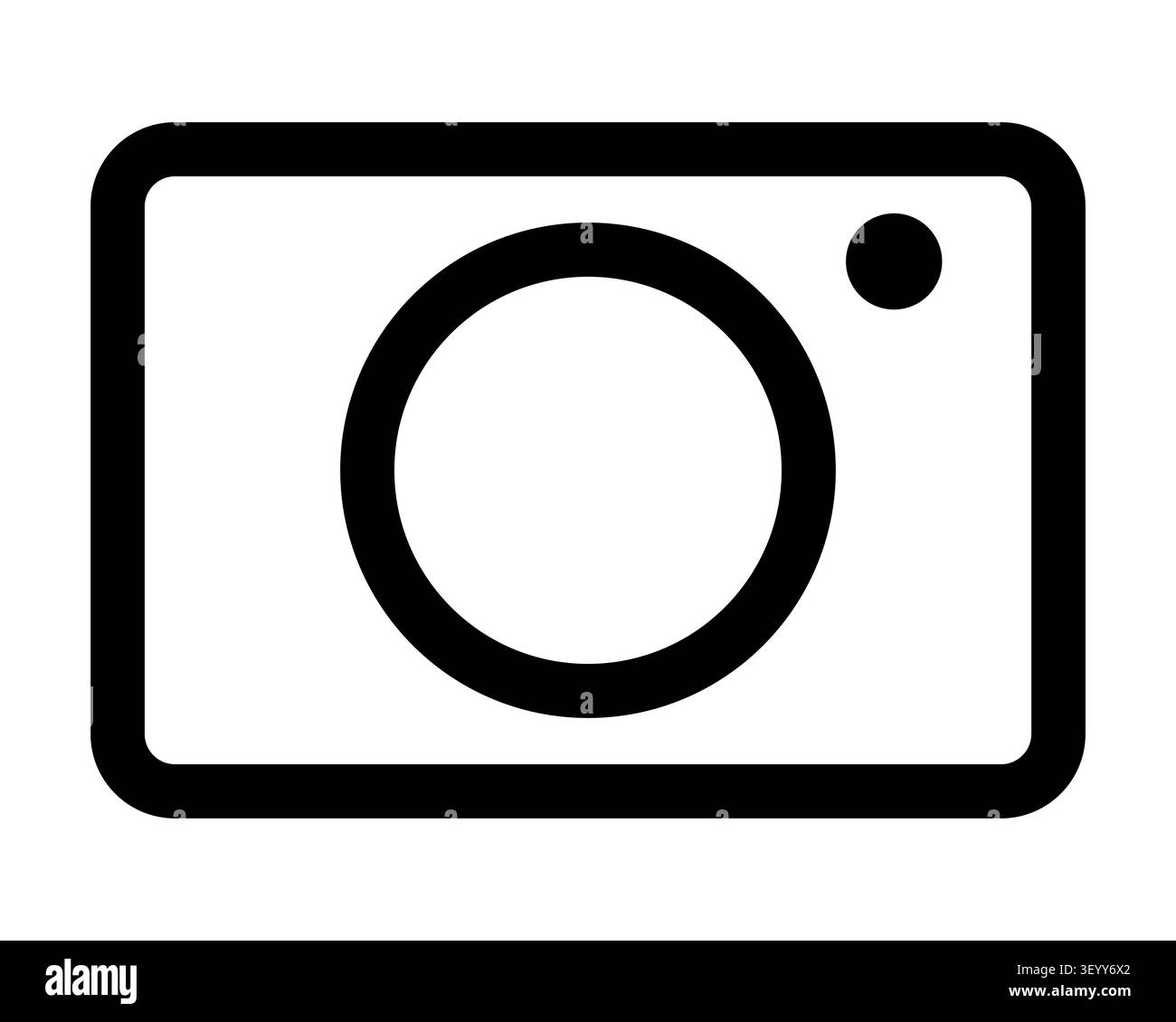 simbolo dell'icona della linea della videocamera, illustrazione della silhouette in bianco e nero vettoriale isolata su bianco Illustrazione Vettoriale