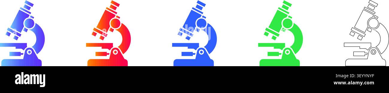 Set di icone per microscopi da laboratorio in più colori vol 26793 Illustrazione Vettoriale