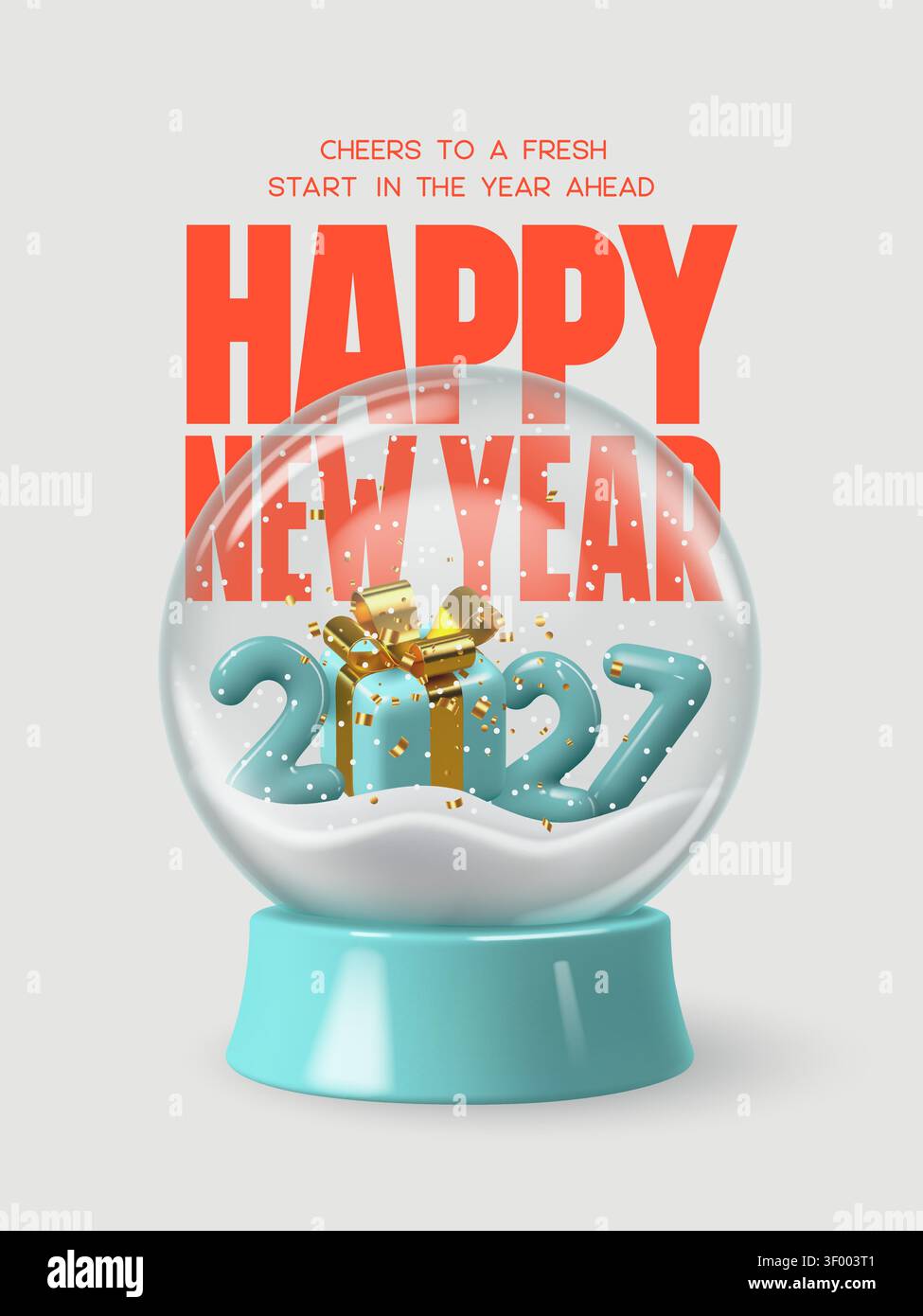 Buon anno nuovo 2027 con globo di neve in vetro Illustrazione Vettoriale