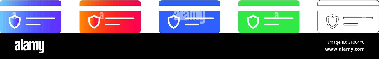Set icone Secure Credit Card vol 28177 Illustrazione Vettoriale