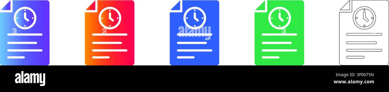Icone del rapporto di tracciamento del tempo impostate vol 28477 Illustrazione Vettoriale