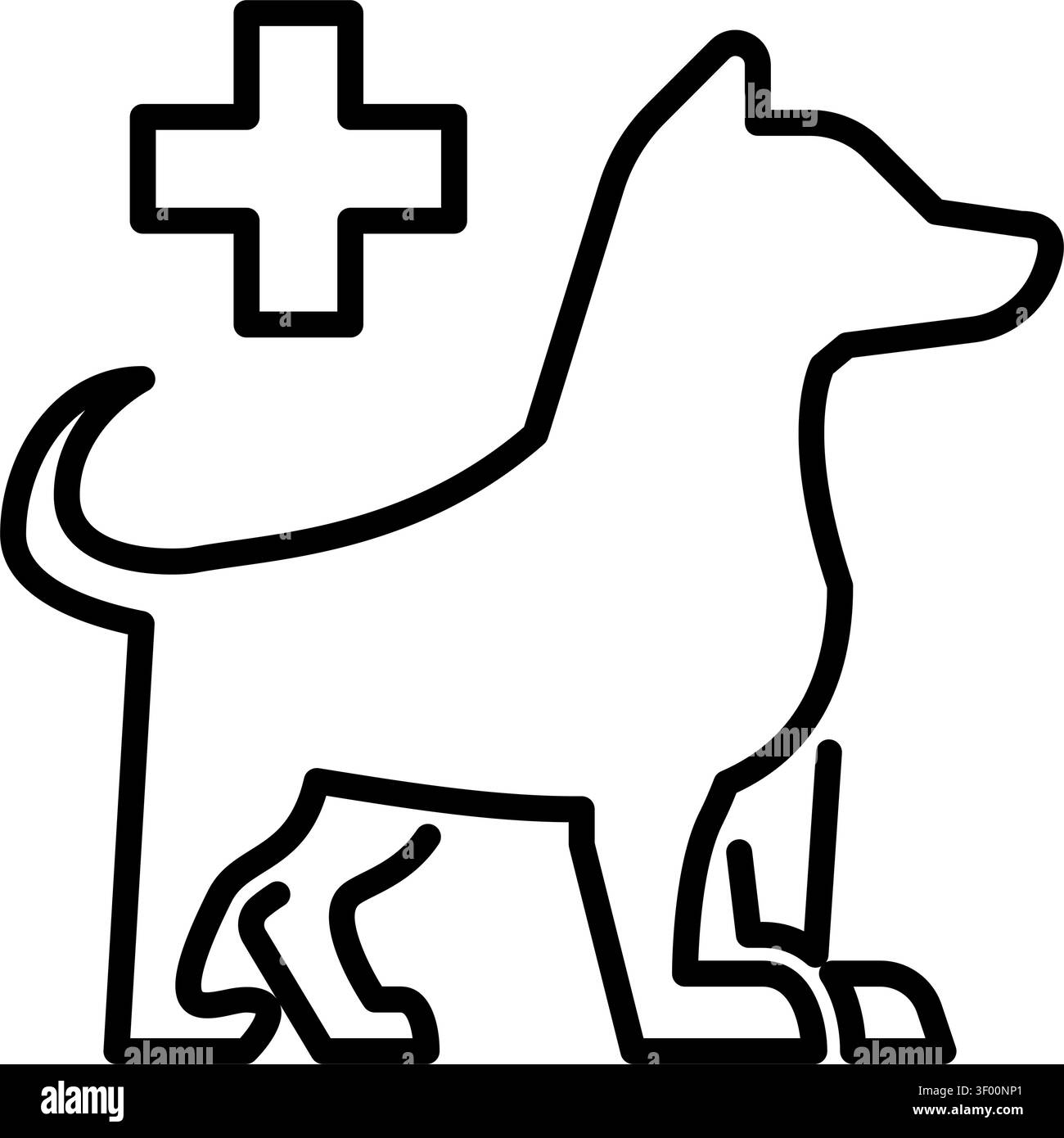 Icona di animale da servizio, cane, assistenza, guida, supporto, lavoro Illustrazione Vettoriale