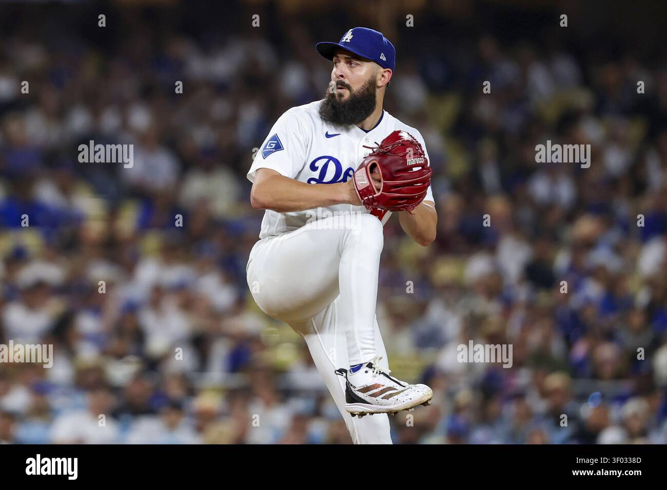 Alex Vesia (51) dei Los Angeles Dodgers, in azione durante una partita contro i San Diego Padres. (Crediti: John Kane/Sports South Media) Foto Stock