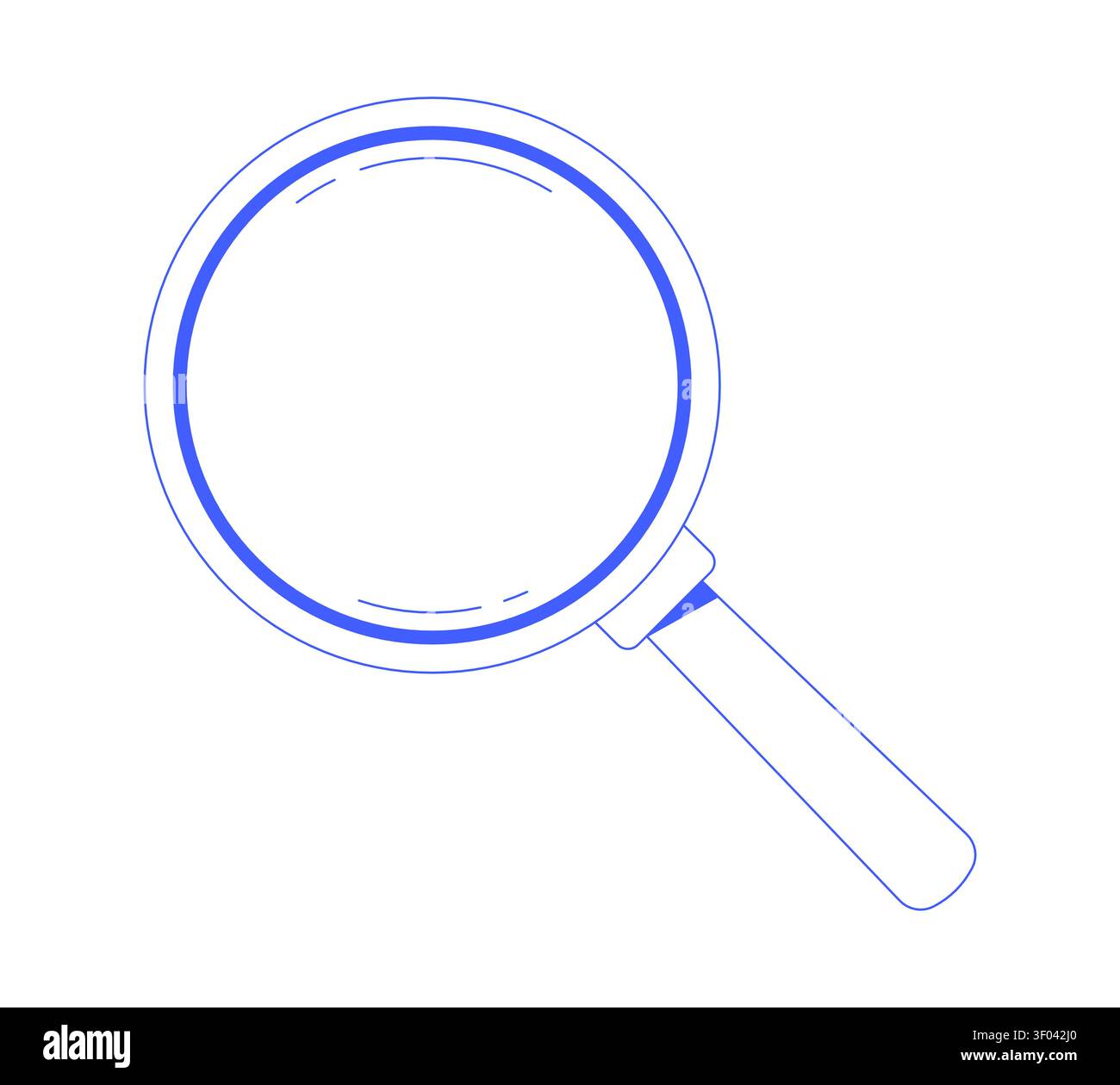 Clipart del cartone animato blu monocromatico in lente di ingrandimento Illustrazione Vettoriale