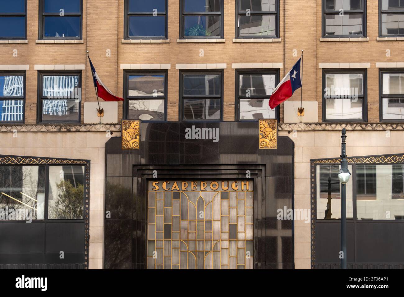 Edificio storico di Scarbrough situato all'angolo tra Congress Avenue e Sixth Street nel centro di Austin, Texas Foto Stock