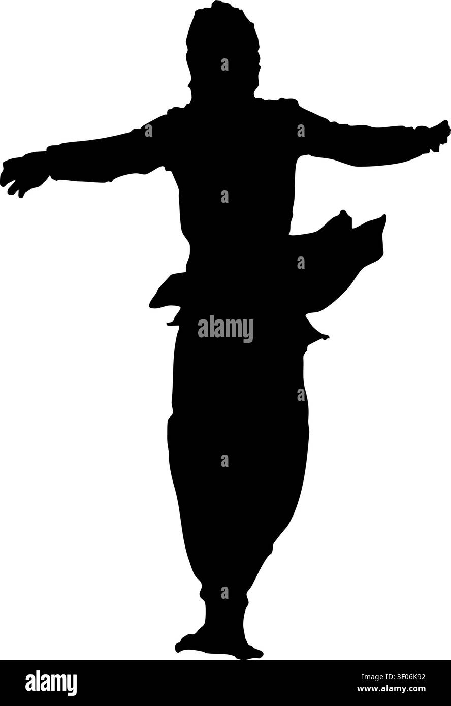 Silhouette di una ballerina Kathak che esegue una posa di danza classica indiana tradizionale. Illustrazione vettoriale che rappresenta la cultura indiana, le arti dello spettacolo Illustrazione Vettoriale