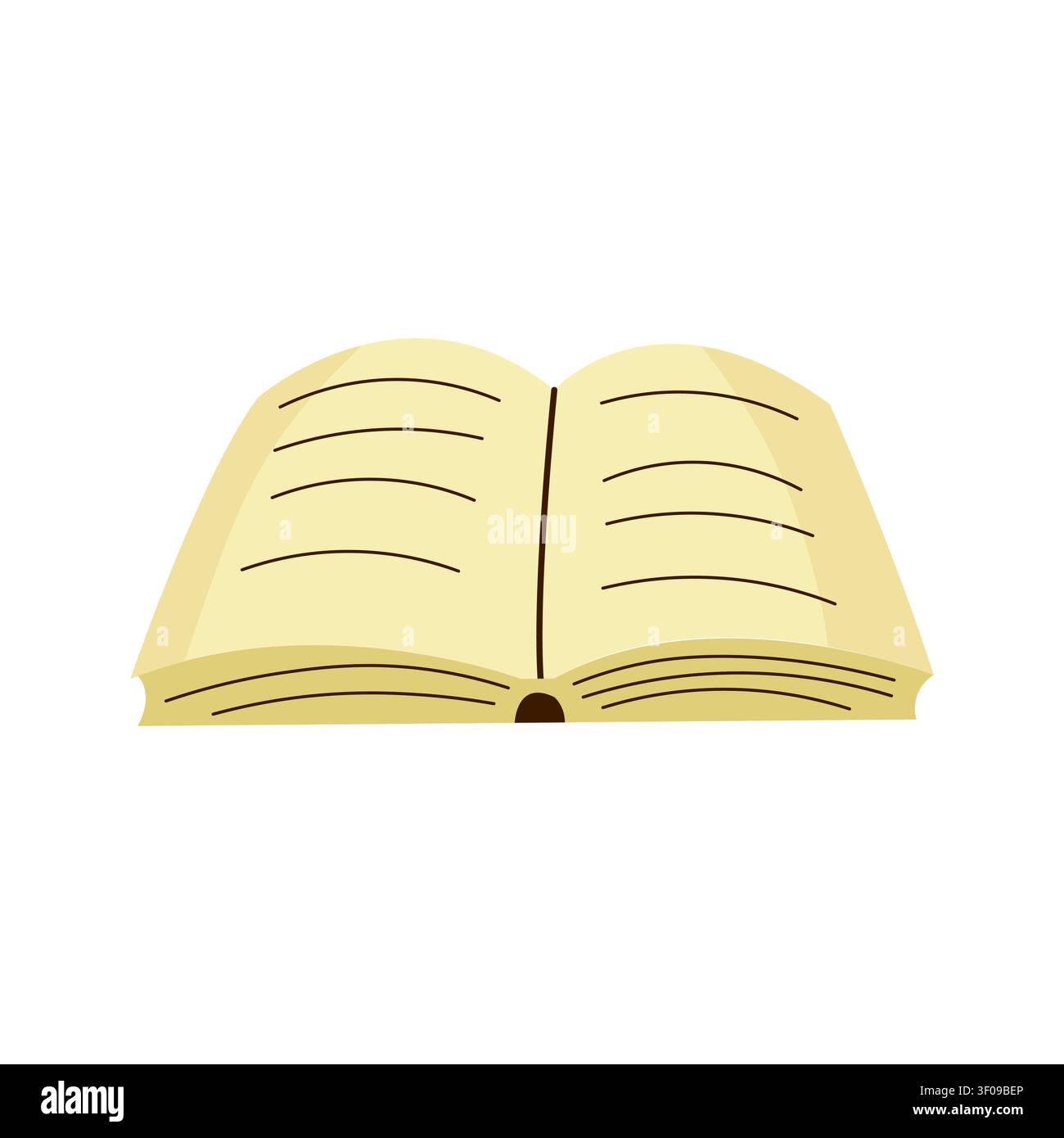 Illustrazione semplice e piatta di un vecchio libro aperto in vettore Illustrazione Vettoriale