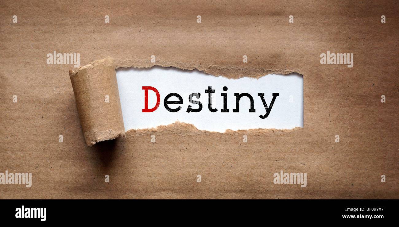 Destiny - striscia strappata di carta kraft marrone Foto Stock