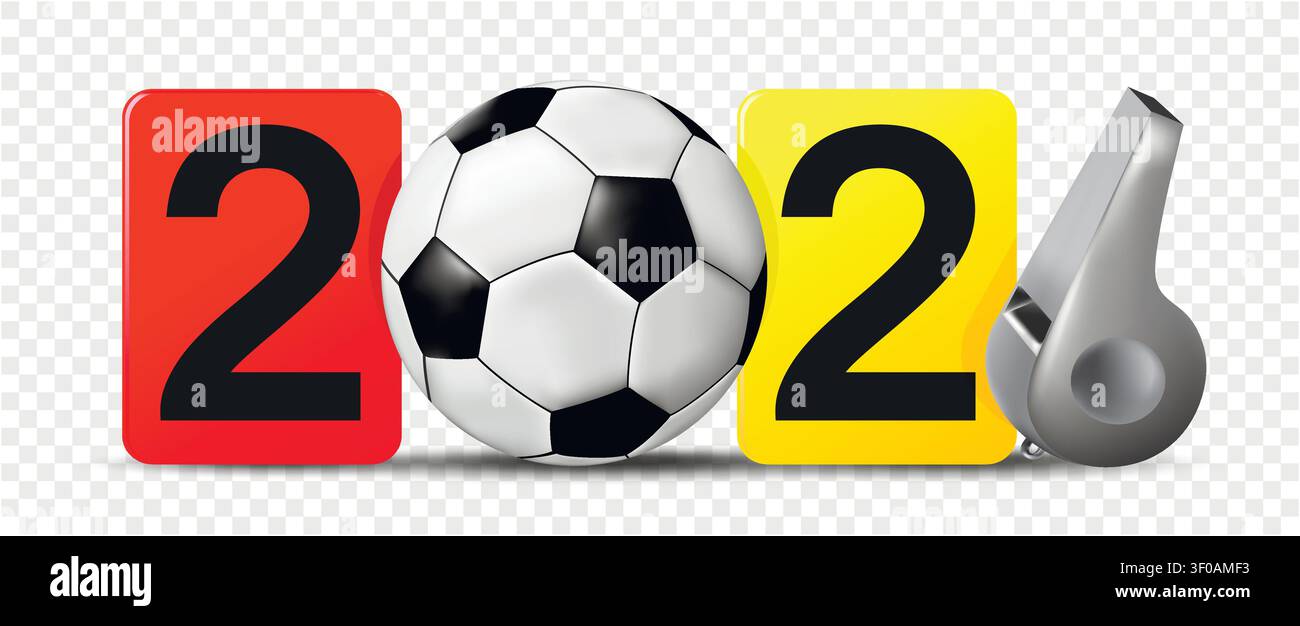 Concetto di competizione calcistica. 2026 testo isolato su sfondo trasparente. Illustrazione vettoriale. Illustrazione Vettoriale