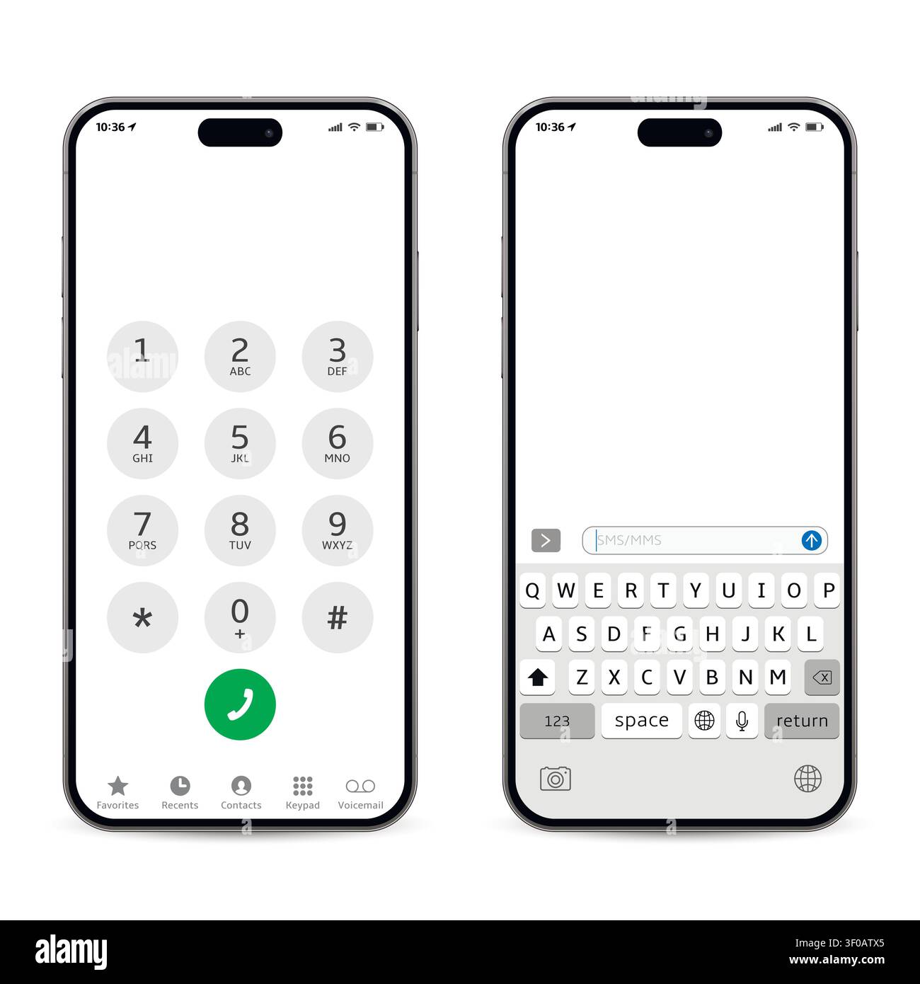 Schermo dello smartphone con tastiera e tastiera virtuale. Illustrazione vettoriale. Illustrazione Vettoriale
