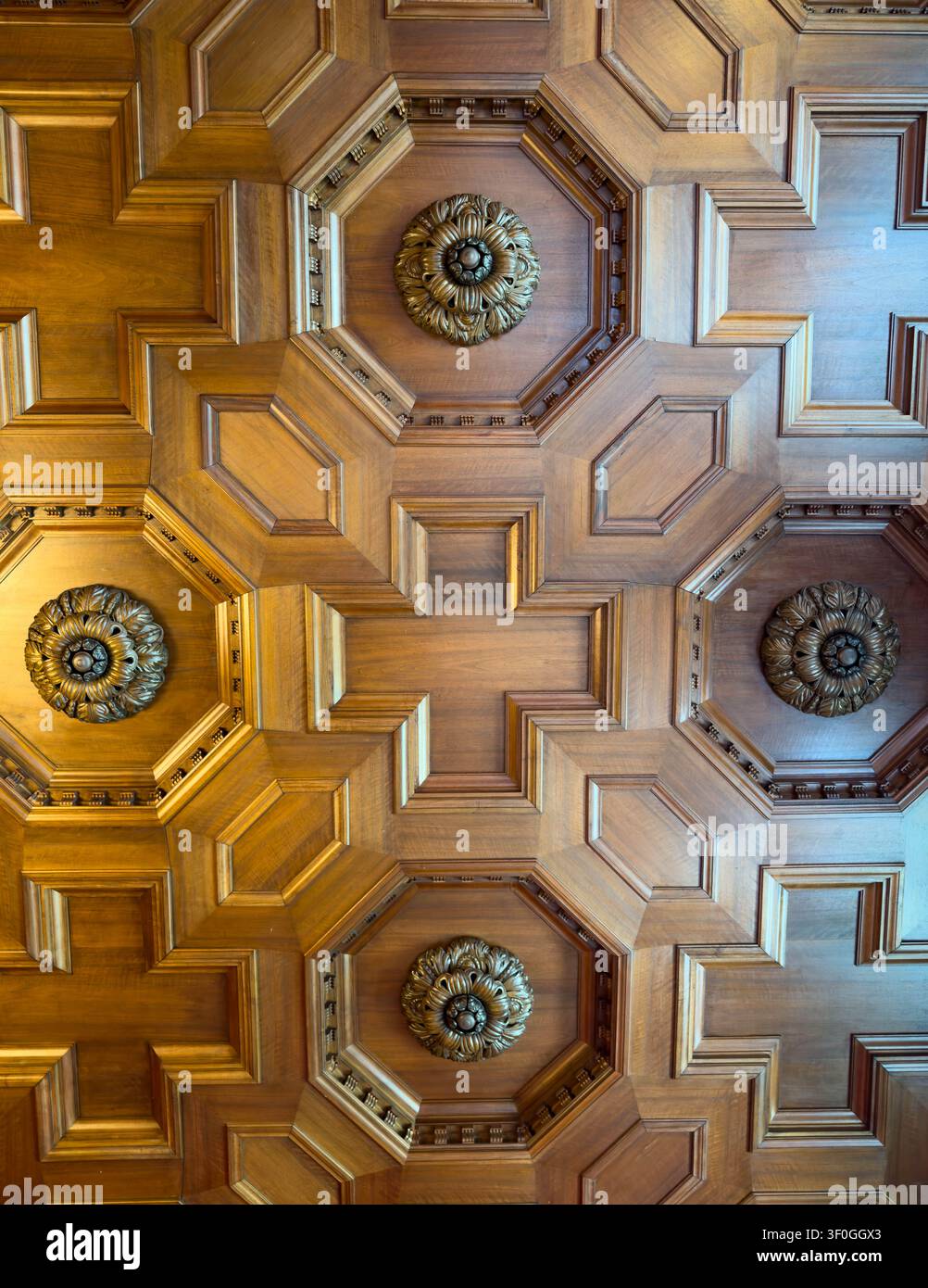Soffitto storico ornato in una villa di Berlino - Dettaglio di architettura interna decorativa. Foto di alta qualità Foto Stock