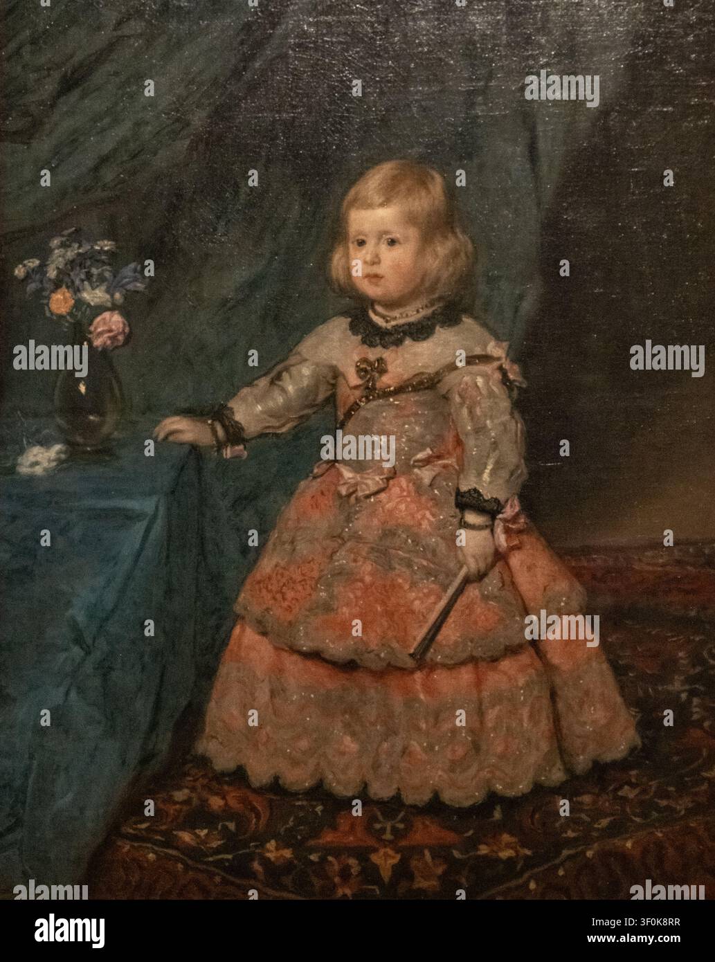 Ritratto dell'Infanta Margarita in abito rosa di Diego Velazquez, realizzato nel 1654 al Kunst Museum Foto Stock