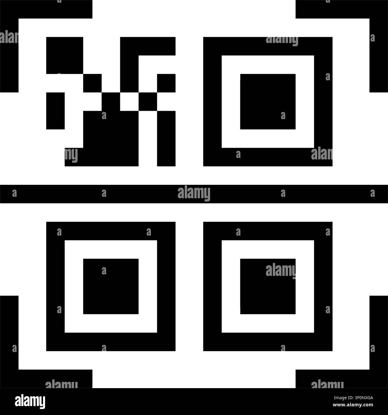 Icona di scansione codice QR, codice a barre, mobile, risposta rapida, scansione Illustrazione Vettoriale