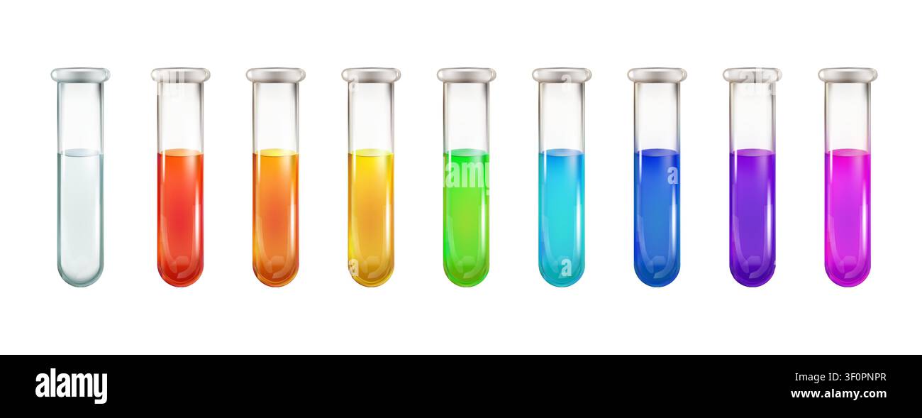Provetta per analisi del sangue da laboratorio, flacone di pozione 3D. Pallone in vetro liquido, gioco rpg a bulbo magico. Becher chimico da laboratorio, vaso di elisir medievale. Fiala medica Illustrazione Vettoriale