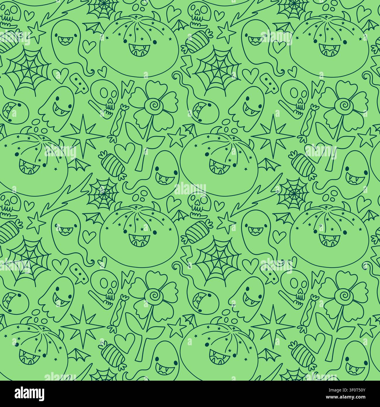 Gnocchi di cibo di Halloween giocattolo squishy senza cuciture cartoni animati kawaii motivo per avvolgere carta e vestiti per bambini, menu, accessori per ristoranti e. Foto Stock