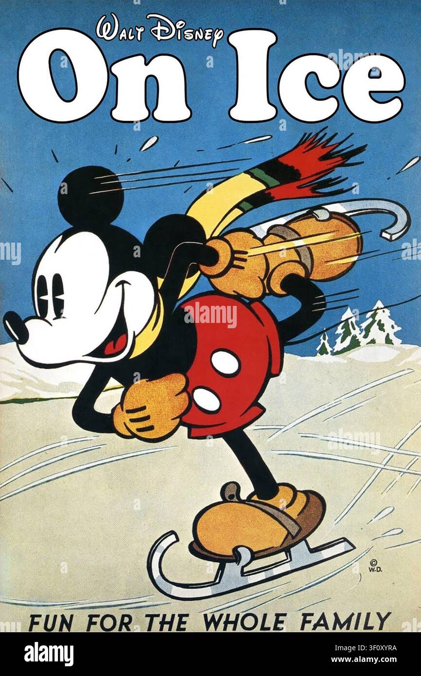 Poster con Micky Mouse che pubblicizza lo spettacolo Walt Disney On Ice, circa 1935 Foto Stock