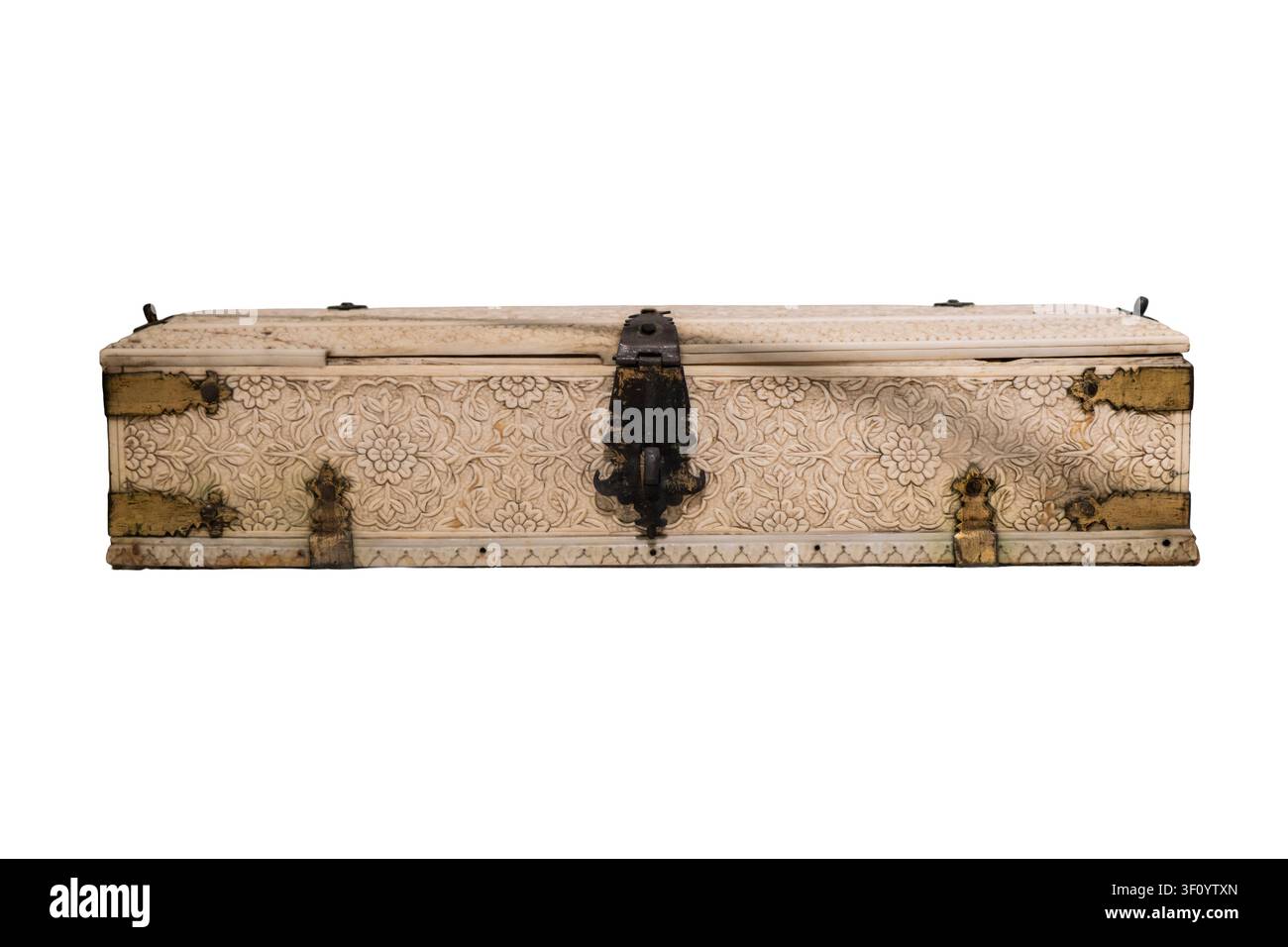 Portamatite. XX secolo. Avorio intagliato. Nord India. Lunghezza: 25,3 cm, Larghezza: 8,0 cm, Altezza: 6,7 cm. Foto Stock