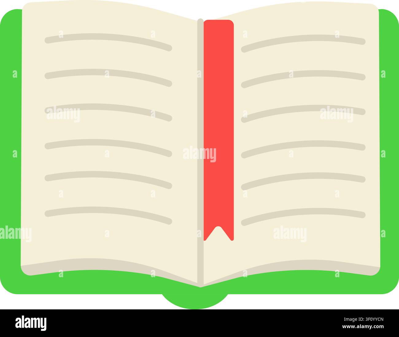 Illustrazione per libro di testo scolastico. Libro educativo piatto con pagine aperte in stile vettoriale 2D Illustrazione Vettoriale