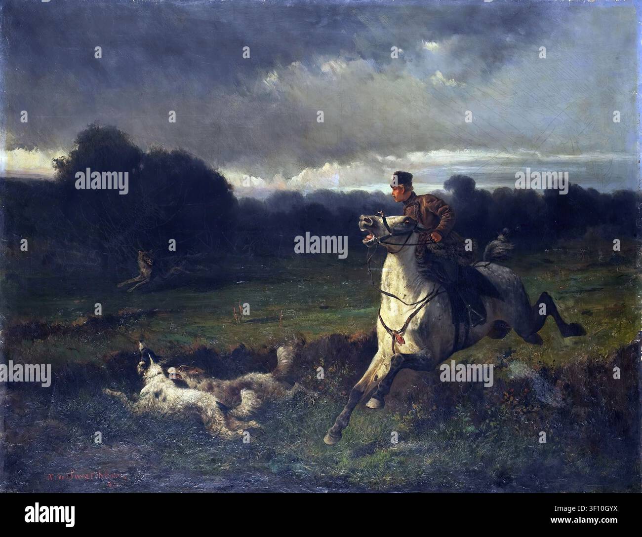 Caccia al lupo, 1863. Foto Stock
