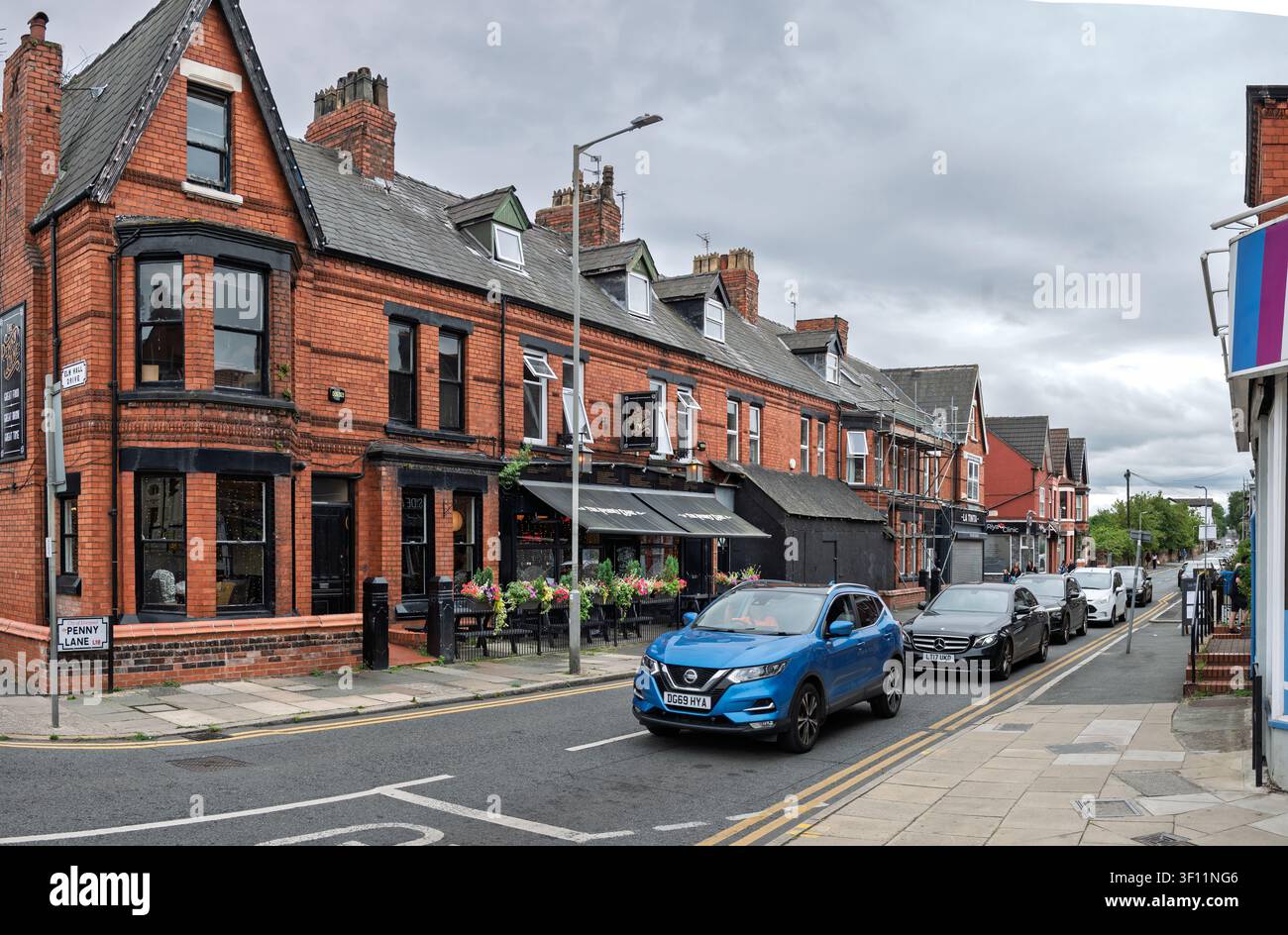 Penny Lane a Liverpool ambientata per una delle famose canzoni dei Beatles. Foto Stock
