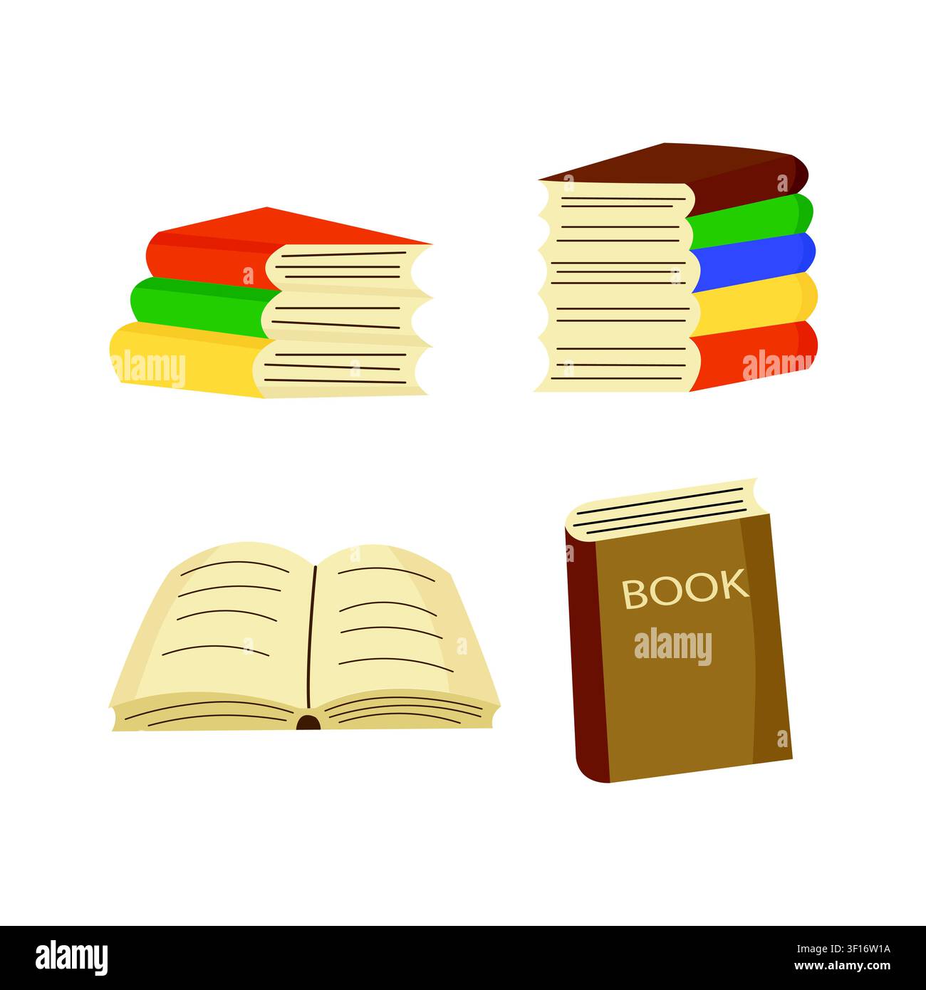 Icone di libri colorate per l'educazione, biblioteche, app di lettura, blog Illustrazione Vettoriale