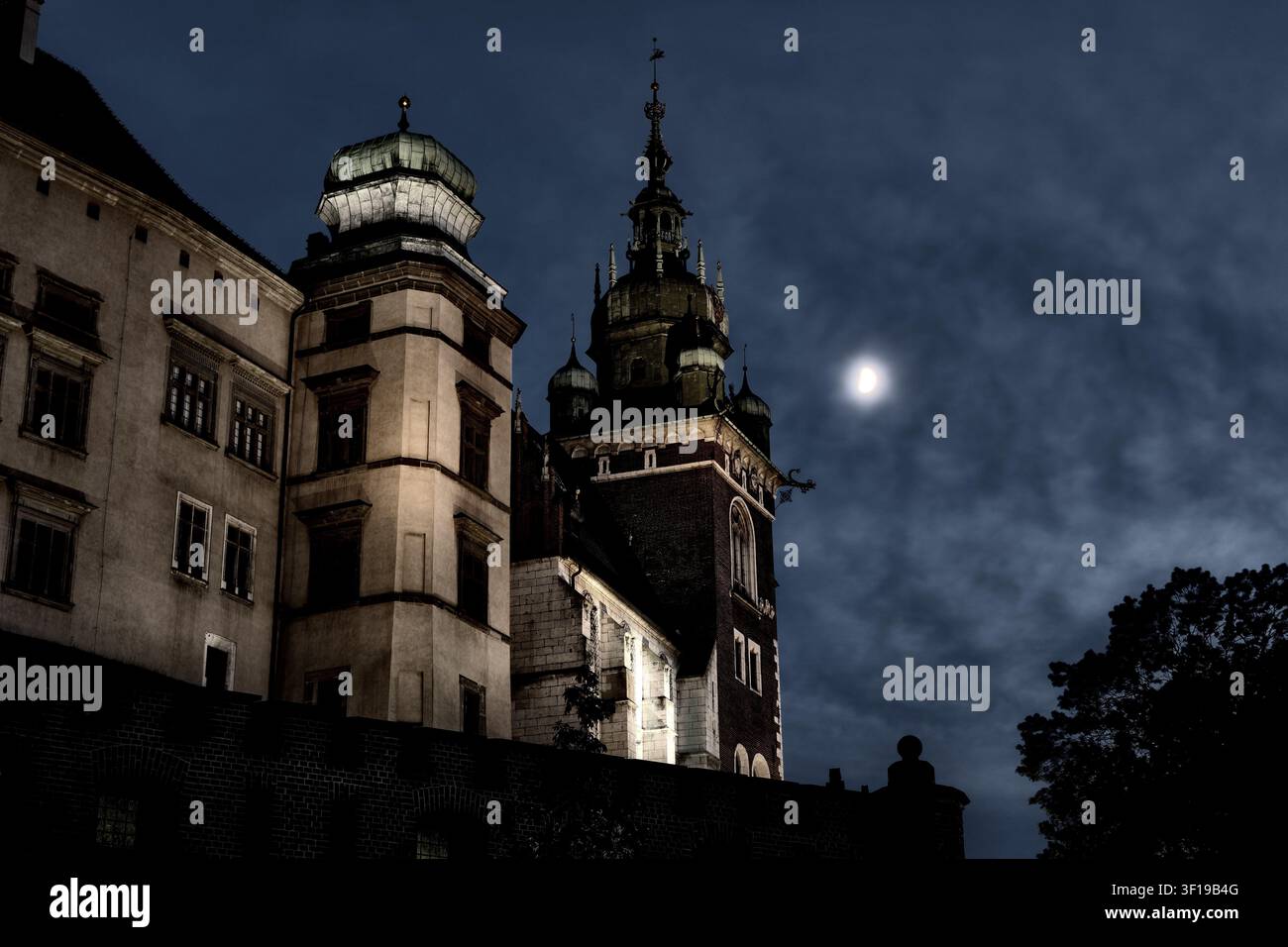 Torre Sigismund della Cattedrale del Wawel e mezzaluna, Cracovia, Polonia Foto Stock