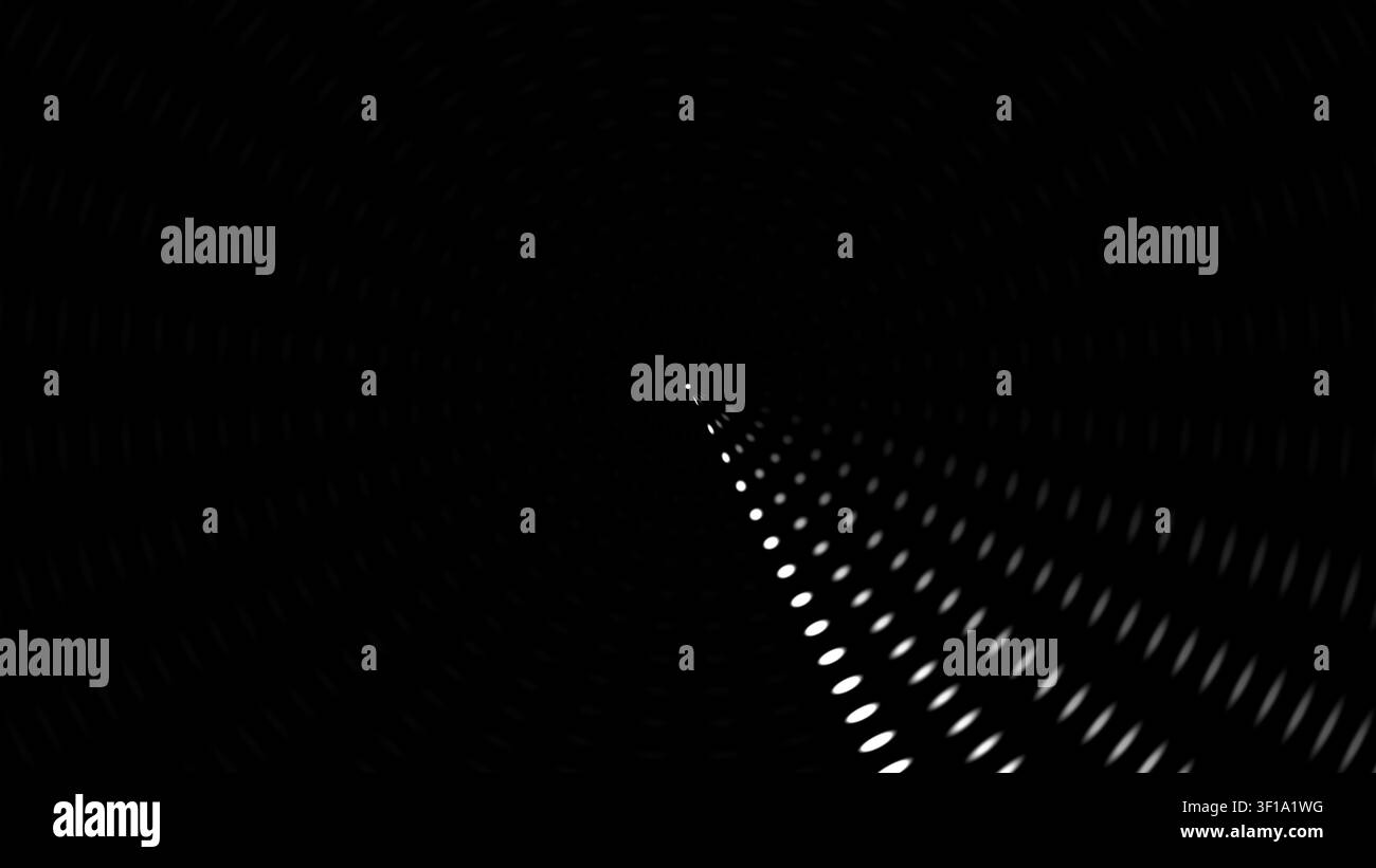 La scena mostra un tunnel scuro con punti di luce allineati lungo i lati. La prospettiva crea un senso di profondità, attirando l'occhio dello spettatore verso l'ignoto Foto Stock