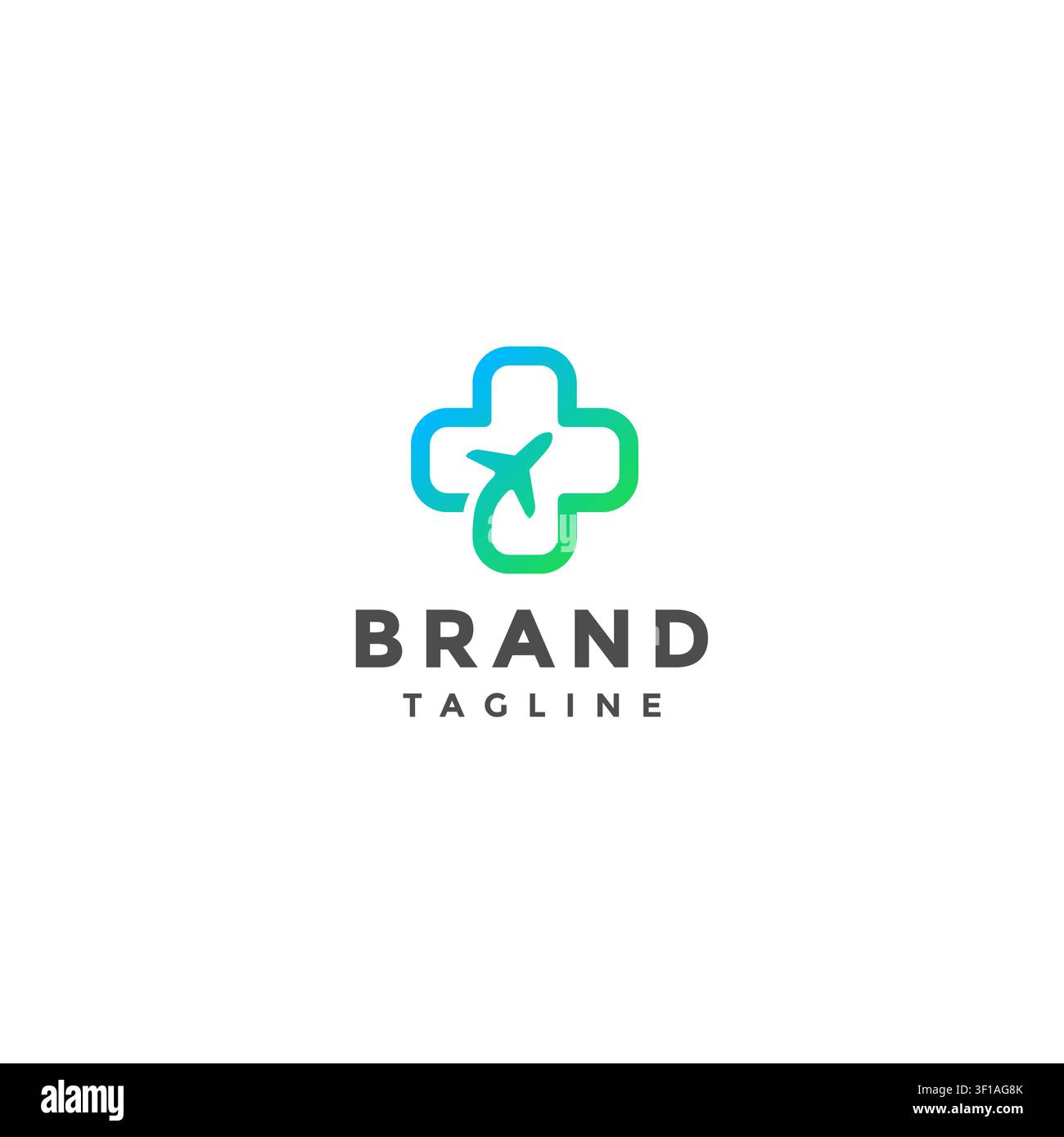 Design del logo con simbolo di linea di sicurezza aerea. Design del logo con icona a più formato da linee di volo di aereo. Illustrazione Vettoriale