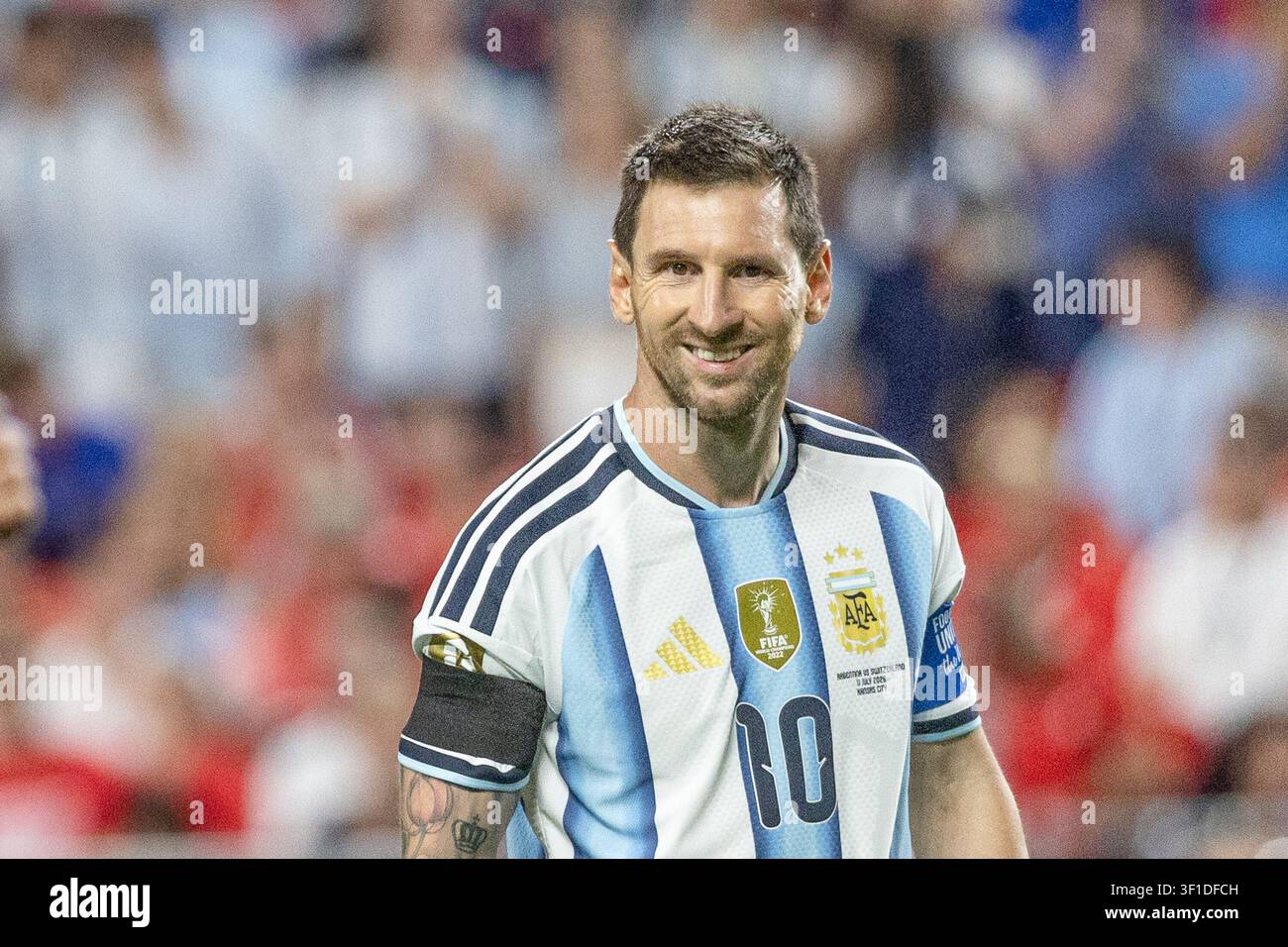 KANSAS CITY, TEXAS - 11 GIUGNO: Lionel Messi durante la partita degli ottavi di finale della FIFA World Cup 2026 tra Argentina e Svizzera allo Kansas Stadium a luglio Foto Stock