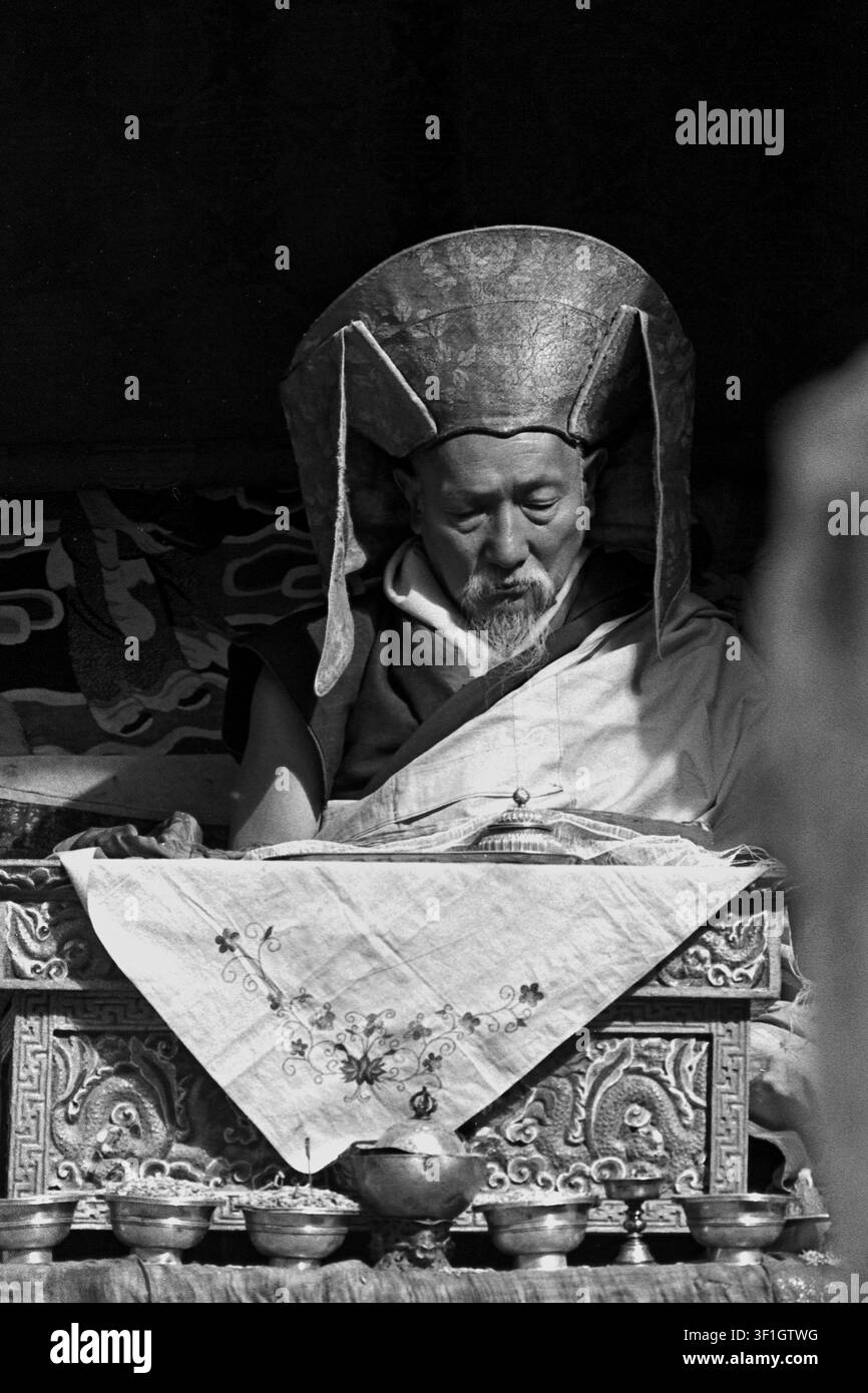 04 29 2011 a 1977 Danza mascherata della fiera di Hemis a 45km da Leh Ladakh Jammu e Kashmir INDIANO Foto Stock