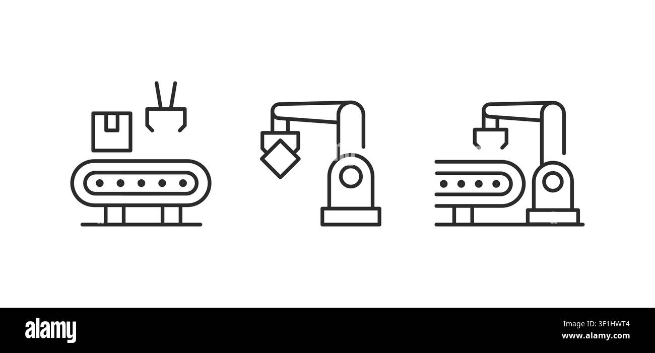 Set di icone di automazione industriale Illustrazione Vettoriale