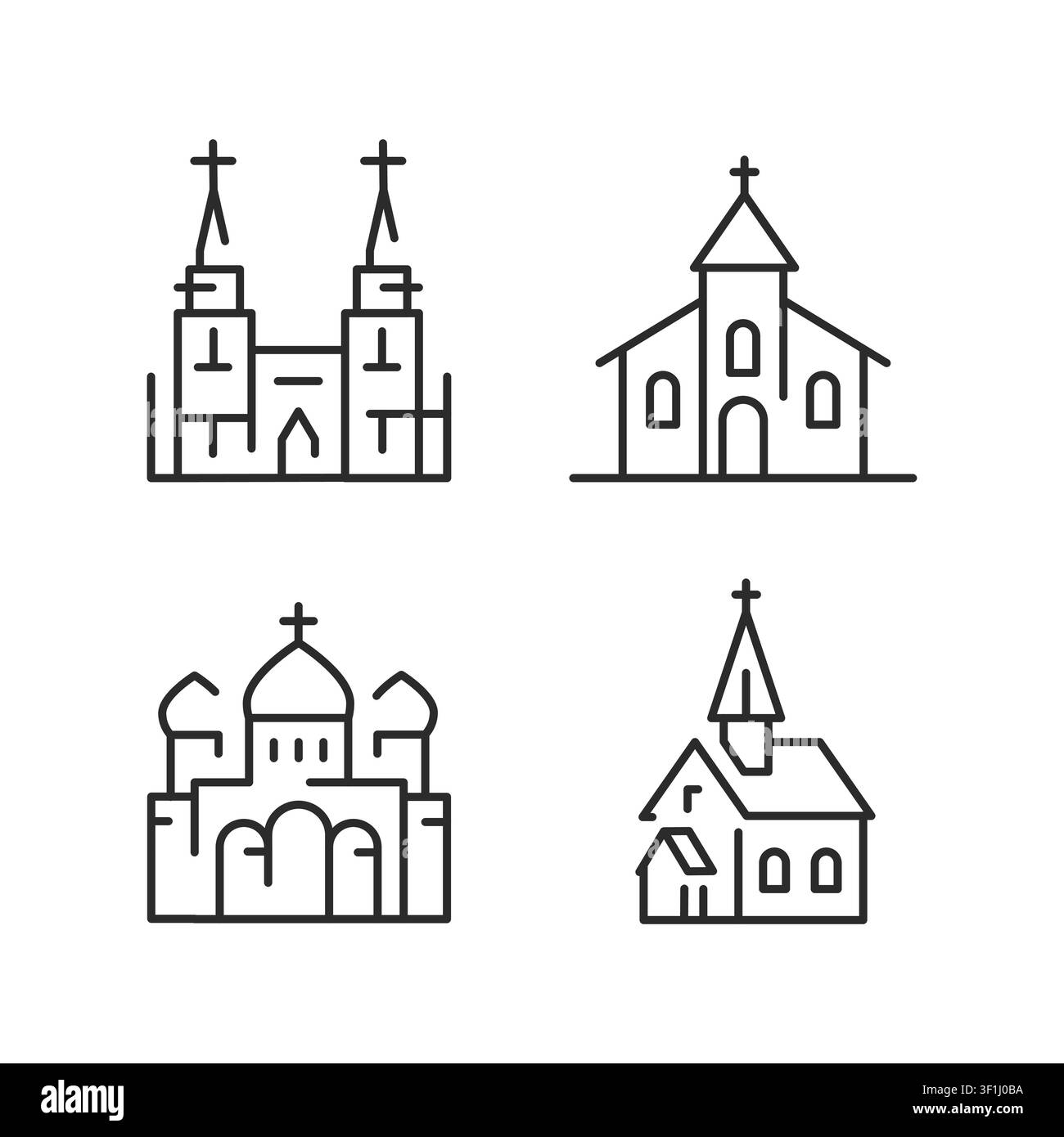 Set di icone della chiesa Illustrazione Vettoriale