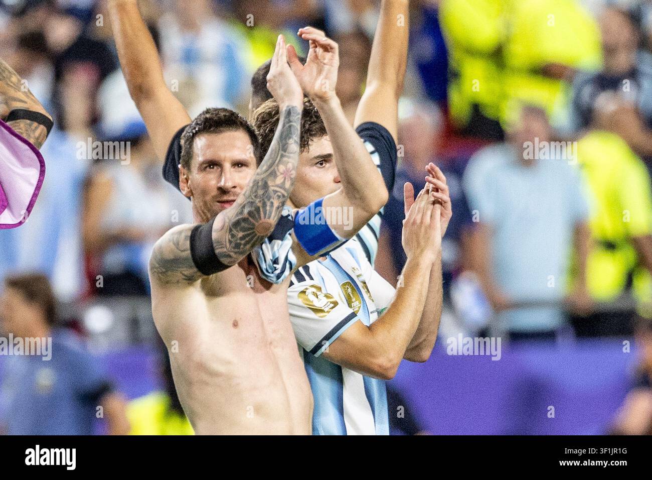 KANSAS, - 11 LUGLIO: Lionel Messi durante la partita degli ottavi di finale della Coppa del Mondo FIFA 2026 tra Argentina e Svizzera allo Kansas Stadium l'11 luglio 2026 i Foto Stock