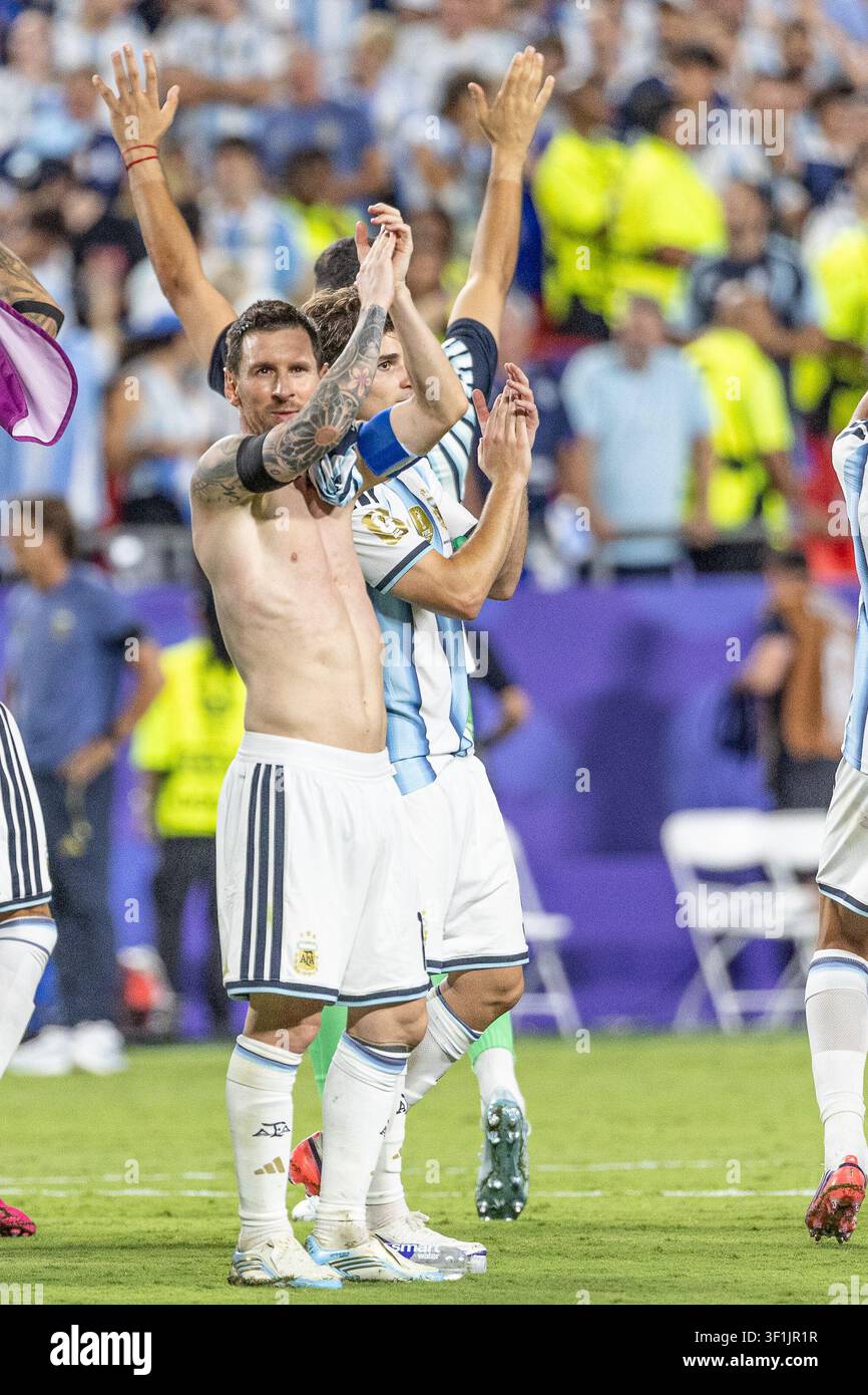 KANSAS, - 11 LUGLIO: Lionel Messi durante la partita degli ottavi di finale della Coppa del Mondo FIFA 2026 tra Argentina e Svizzera allo Kansas Stadium l'11 luglio 2026 i Foto Stock