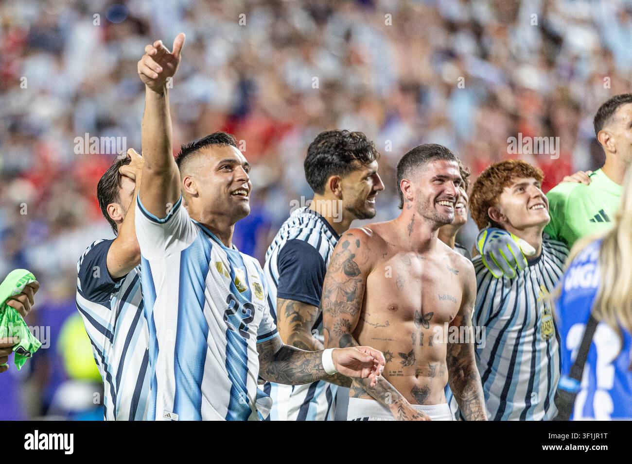 KANSAS, - 11 LUGLIO: Lautaro Martinez, Rodrigo De Paul durante la partita degli ottavi di finale della Coppa del Mondo FIFA 2026 tra Argentina e Svizzera allo stadio del Kansas Foto Stock