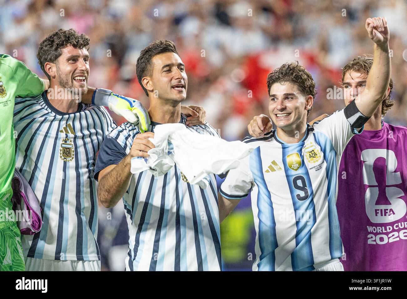 KANSAS, - 11 LUGLIO: Julian Alvarez durante la partita degli ottavi di finale della Coppa del Mondo FIFA 2026 tra Argentina e Svizzera allo stadio di Kansas l'11 luglio 2026 Foto Stock
