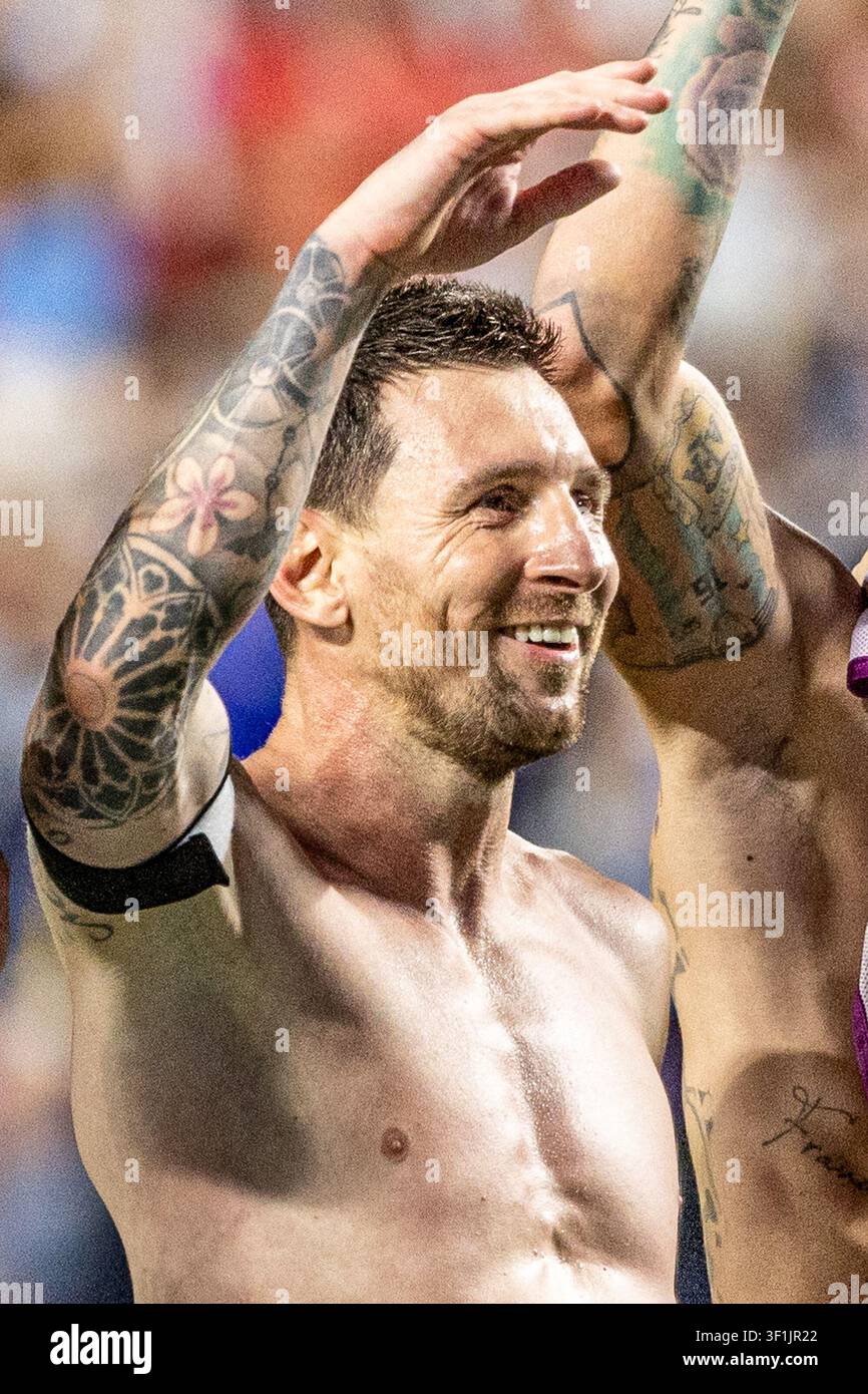 KANSAS, - 11 LUGLIO: Lionel Messi durante la partita degli ottavi di finale della Coppa del Mondo FIFA 2026 tra Argentina e Svizzera allo Kansas Stadium l'11 luglio 2026 i Foto Stock
