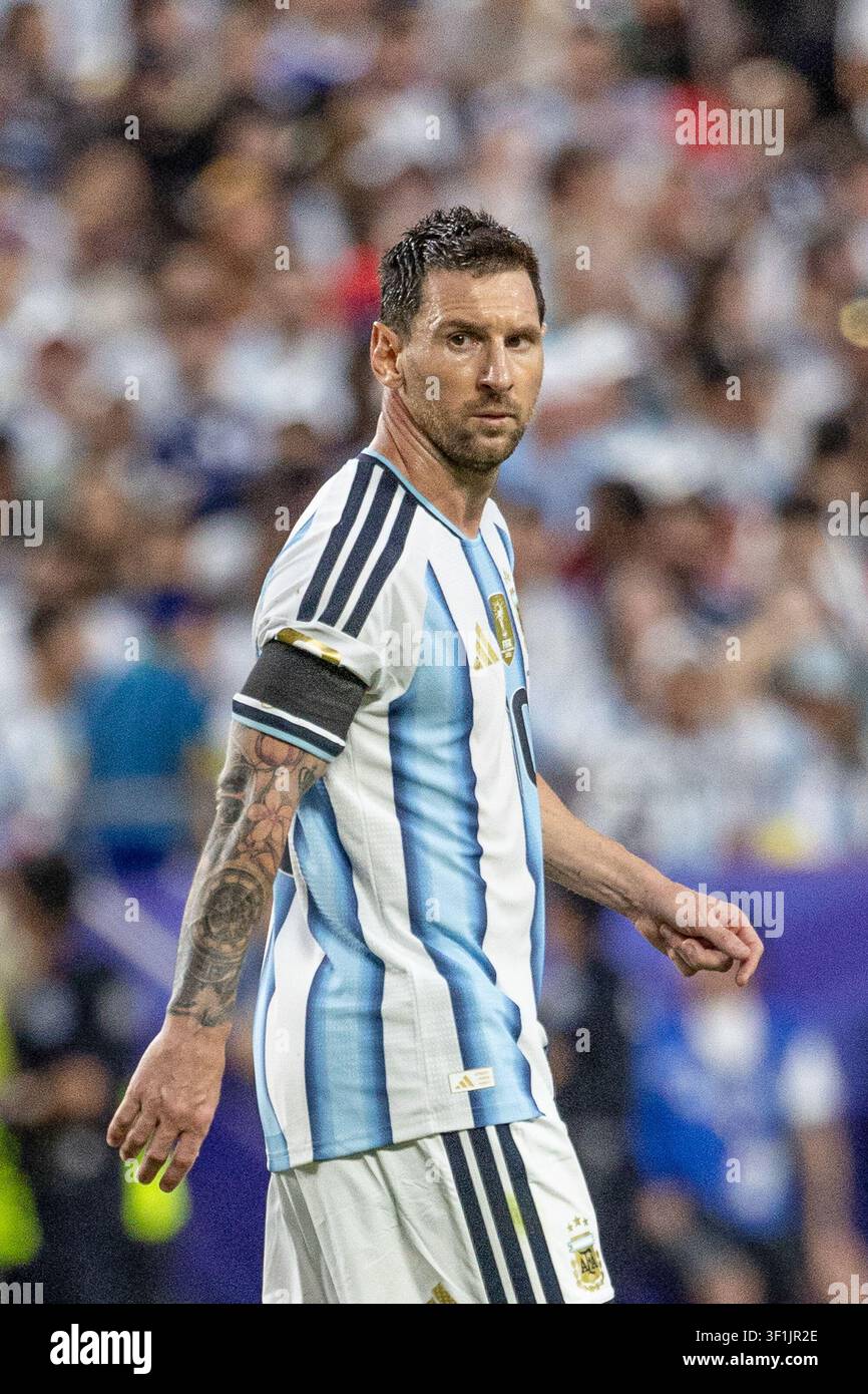 KANSAS, - 11 LUGLIO: Lionel Messi durante la partita degli ottavi di finale della Coppa del Mondo FIFA 2026 tra Argentina e Svizzera allo Kansas Stadium l'11 luglio 2026 i Foto Stock