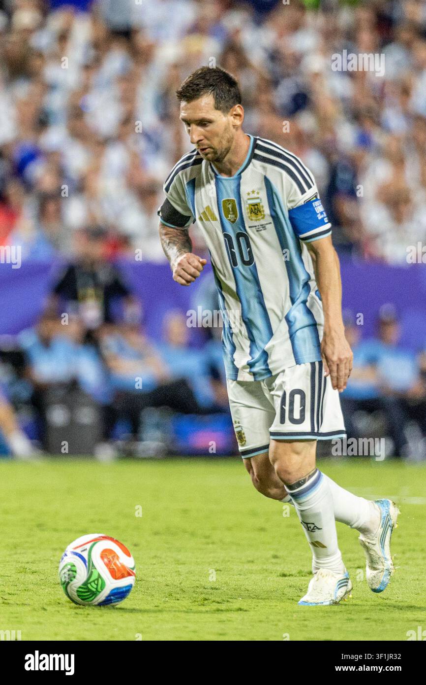 KANSAS, - 11 LUGLIO: Lionel Messi durante la partita degli ottavi di finale della Coppa del Mondo FIFA 2026 tra Argentina e Svizzera allo Kansas Stadium l'11 luglio 2026 i Foto Stock